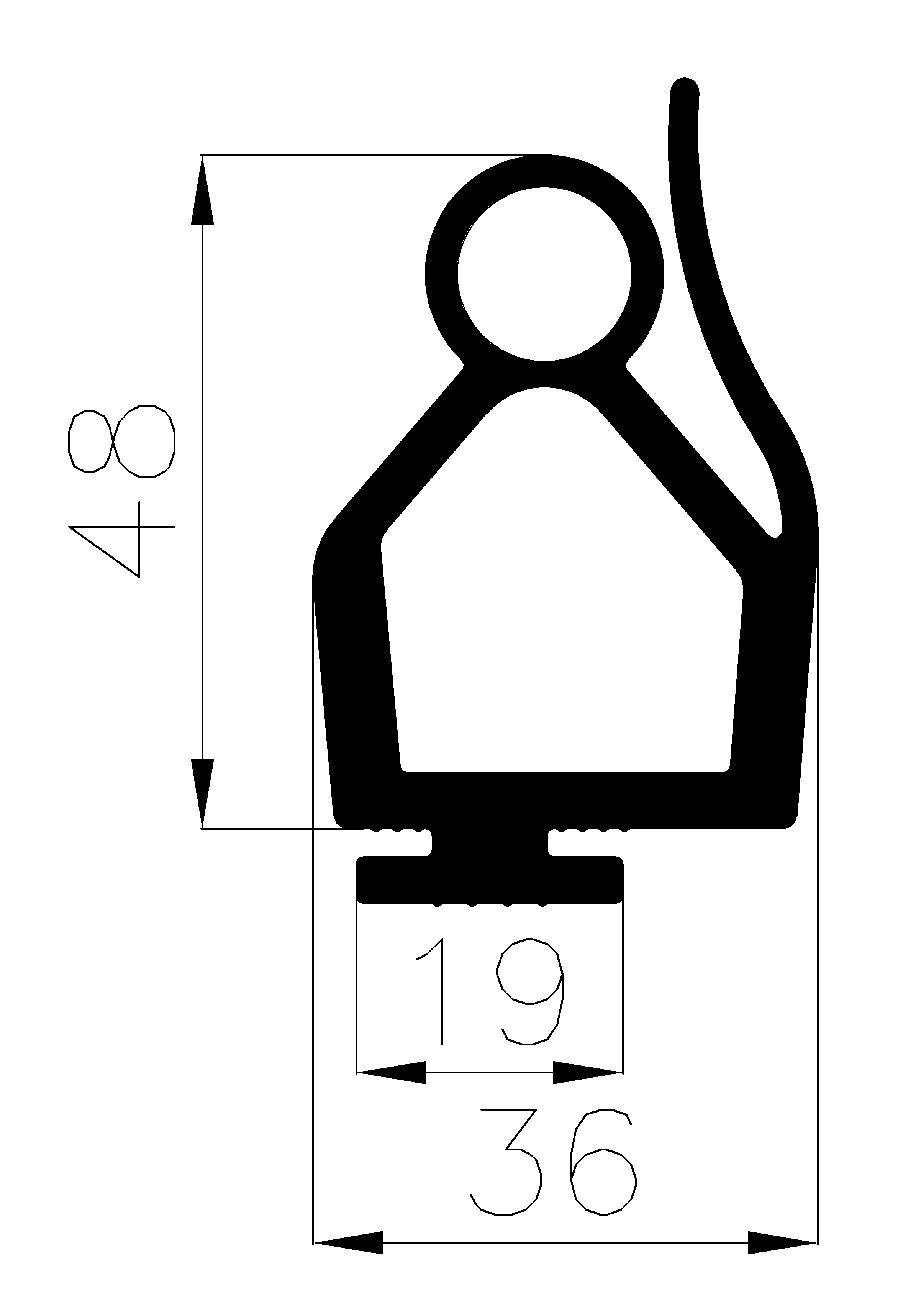 11990370KG - EPDM rubber profiles - Sliding door – finger-guard profiles