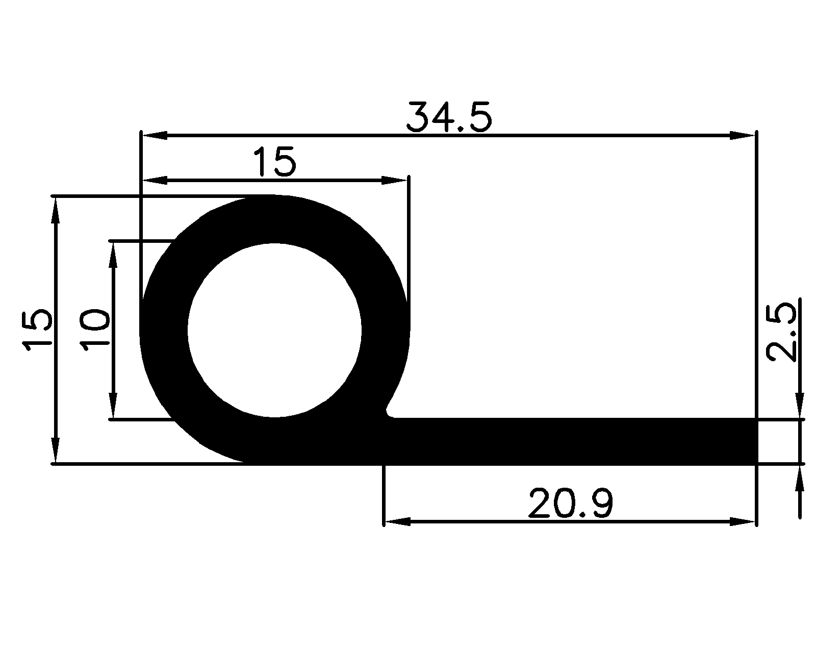 16700370KG - EPDM profiles - Flag or 'P' profiles