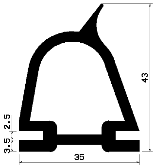 RT 0782 - EPDM rubber profiles - Sliding door – finger-guard profiles