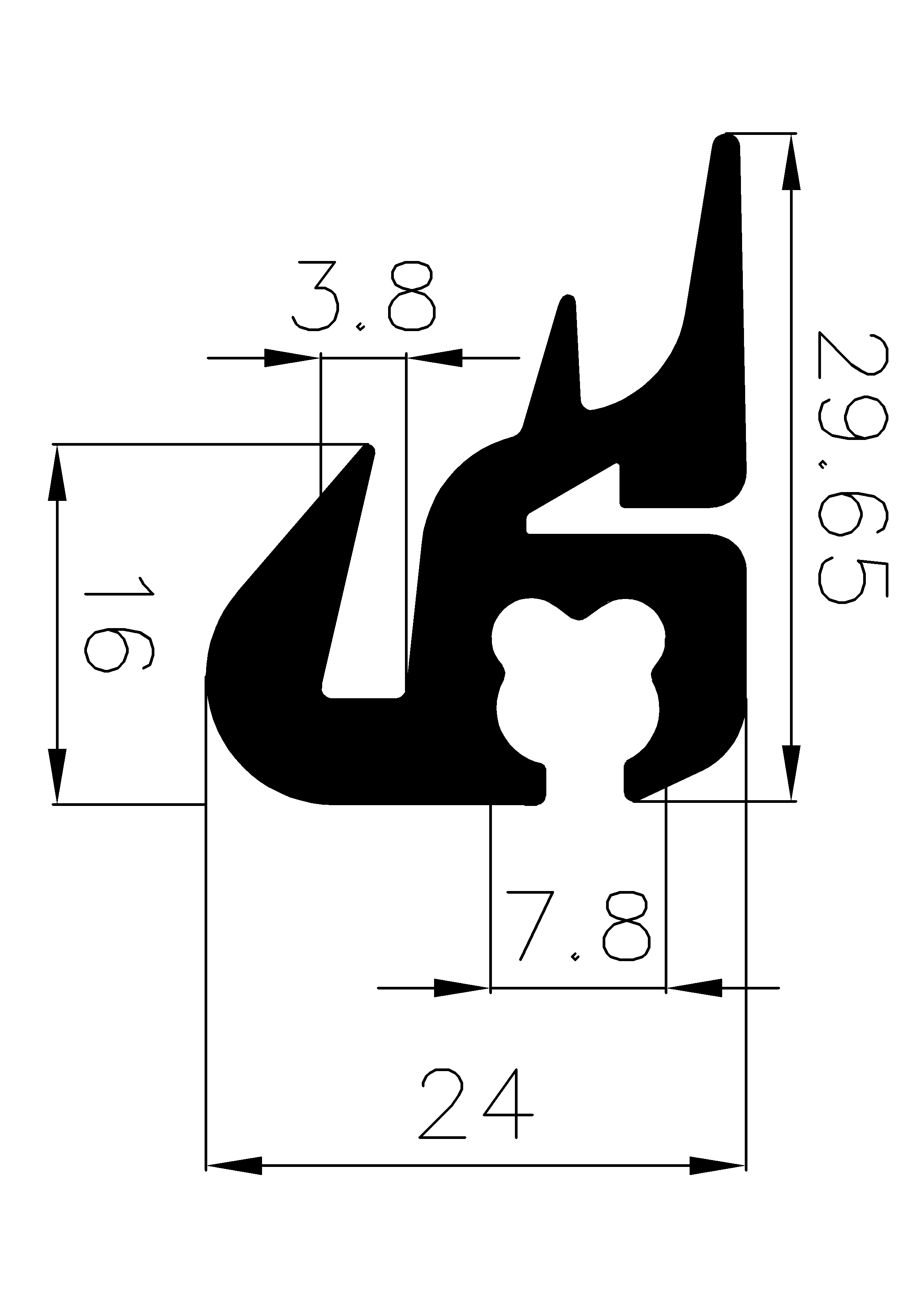 3190365KG - stabilizing EPDM profiles - Stabilizing and stretcher profiles