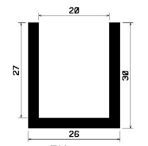 - TU1- 0971 1B= 25 m - rubber profiles - under 100 m - U shape profiles