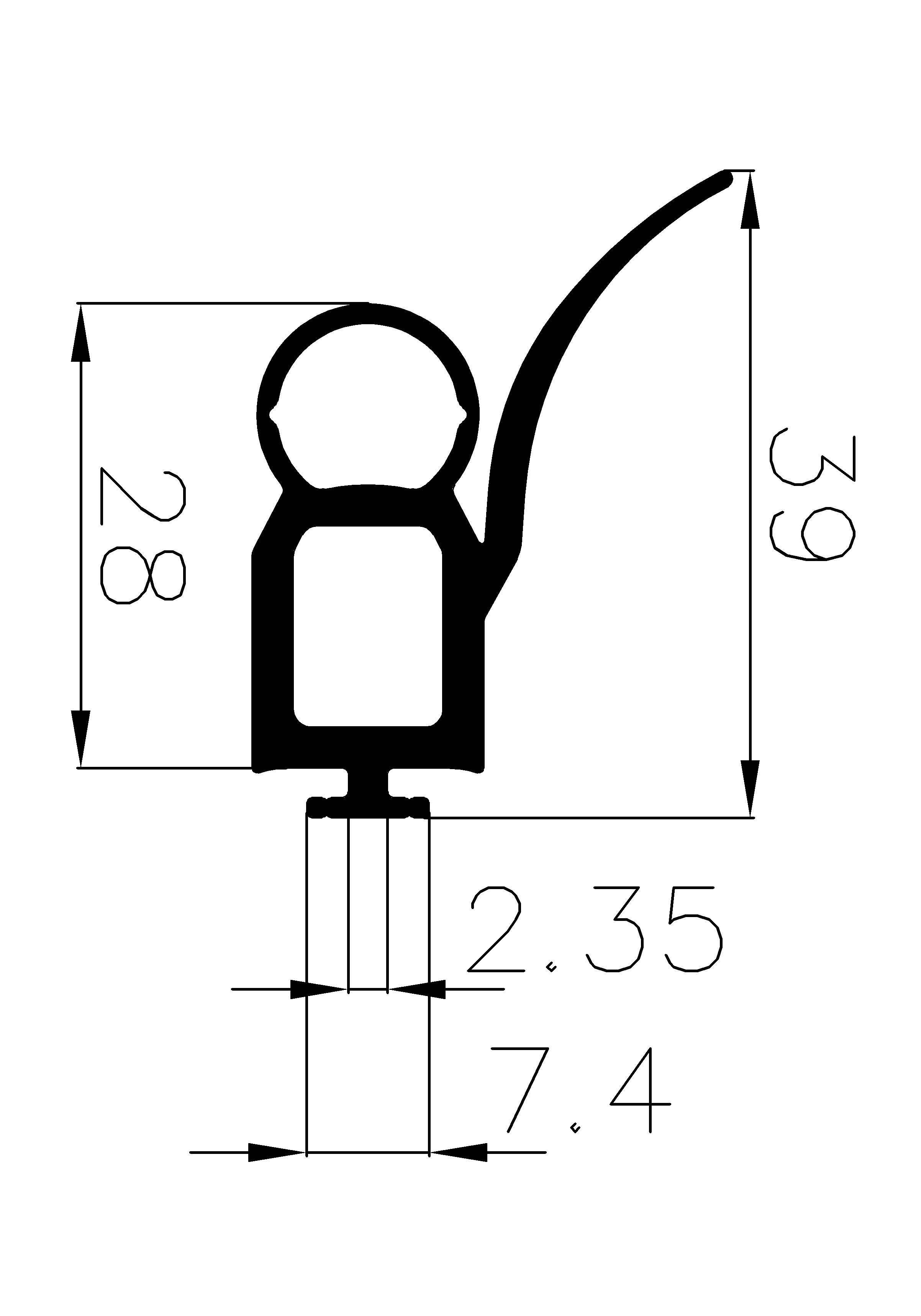 3960365KG - EPDM rubber profiles - Sliding door – finger-guard profiles