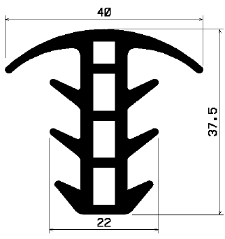 FA 1479 1B= 22 m - rubber profile under 100 m - Cover and T-profiles