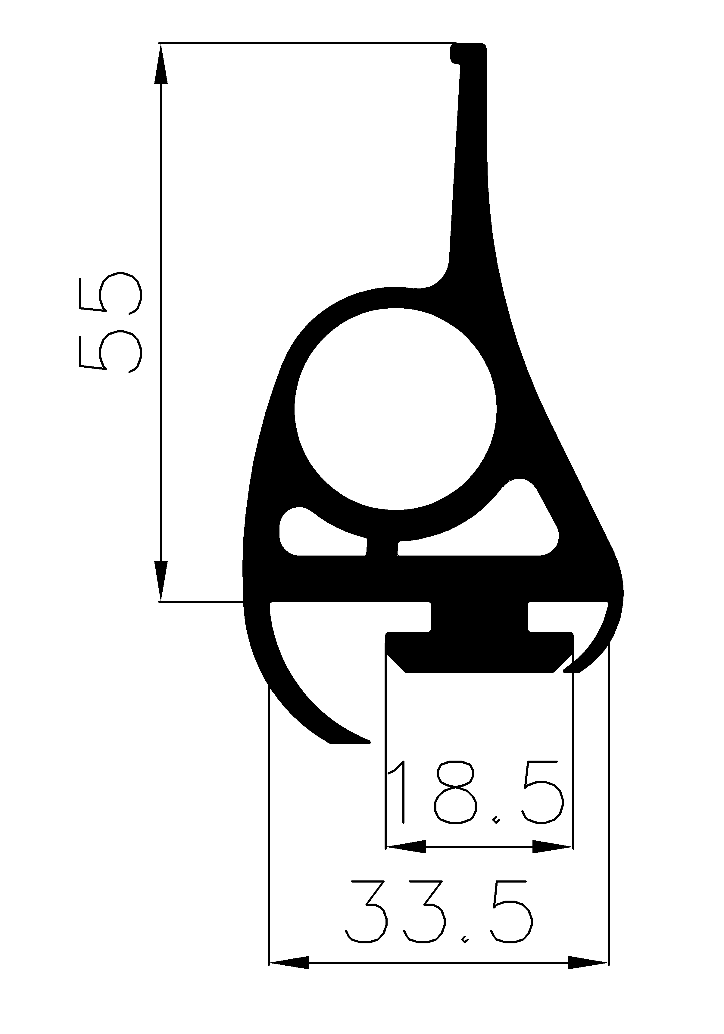 5870365KG - EPDM rubber profiles - Sliding door – finger-guard profiles