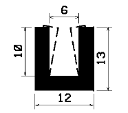 -TU1- 2301 1B= 100 m - rubber profiles - U shape profiles