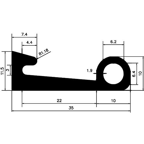 FN - G064 - EPDM profiles - Flag or 'P' profiles