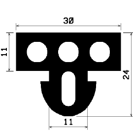 AU 0139 1B= 25 m - EPDM profiles - Spacer and bumper profiles